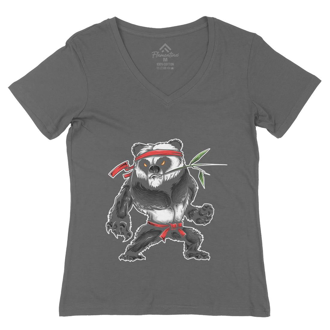 Kung Fu Zoo Womens Organic V-Neck T-Shirt Animals A432