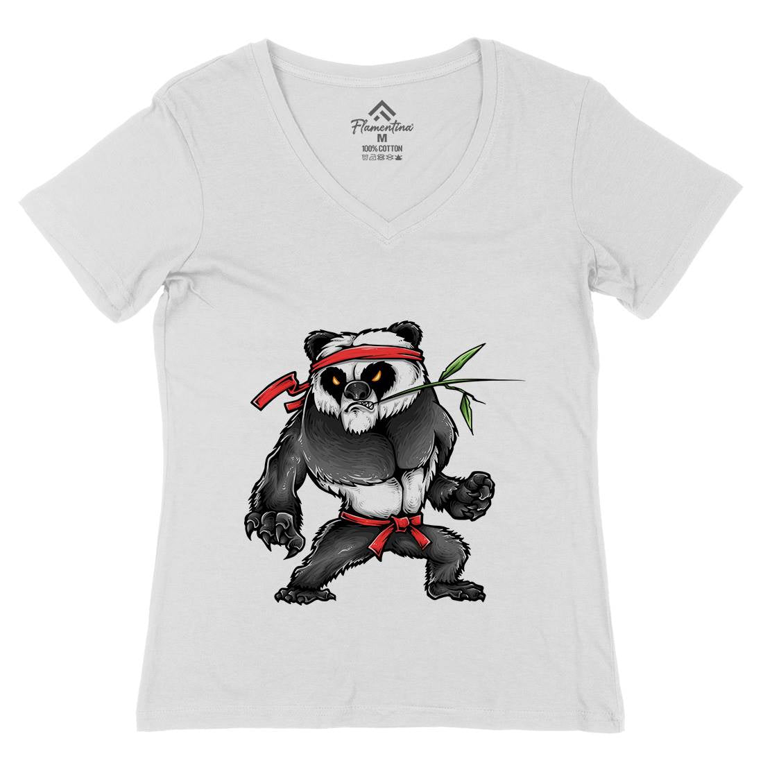 Kung Fu Zoo Womens Organic V-Neck T-Shirt Animals A432