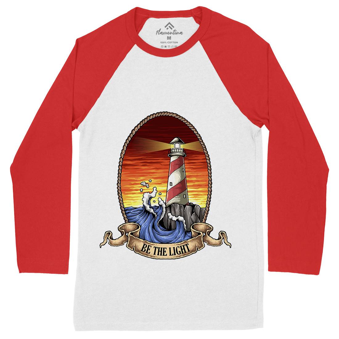 Lighthouse Mens Long Sleeve Baseball T-Shirt Navy A433
