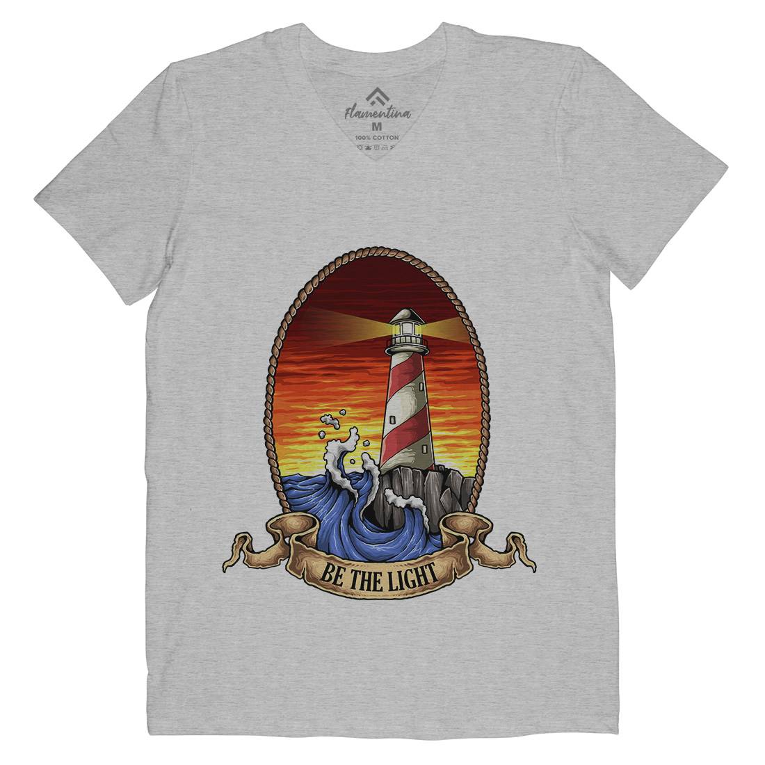 Lighthouse Mens V-Neck T-Shirt Navy A433