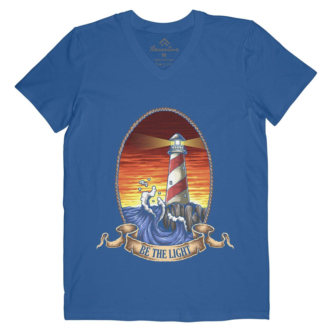 Lighthouse Mens V-Neck T-Shirt Navy A433