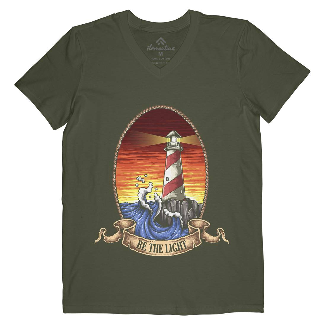 Lighthouse Mens Organic V-Neck T-Shirt Navy A433