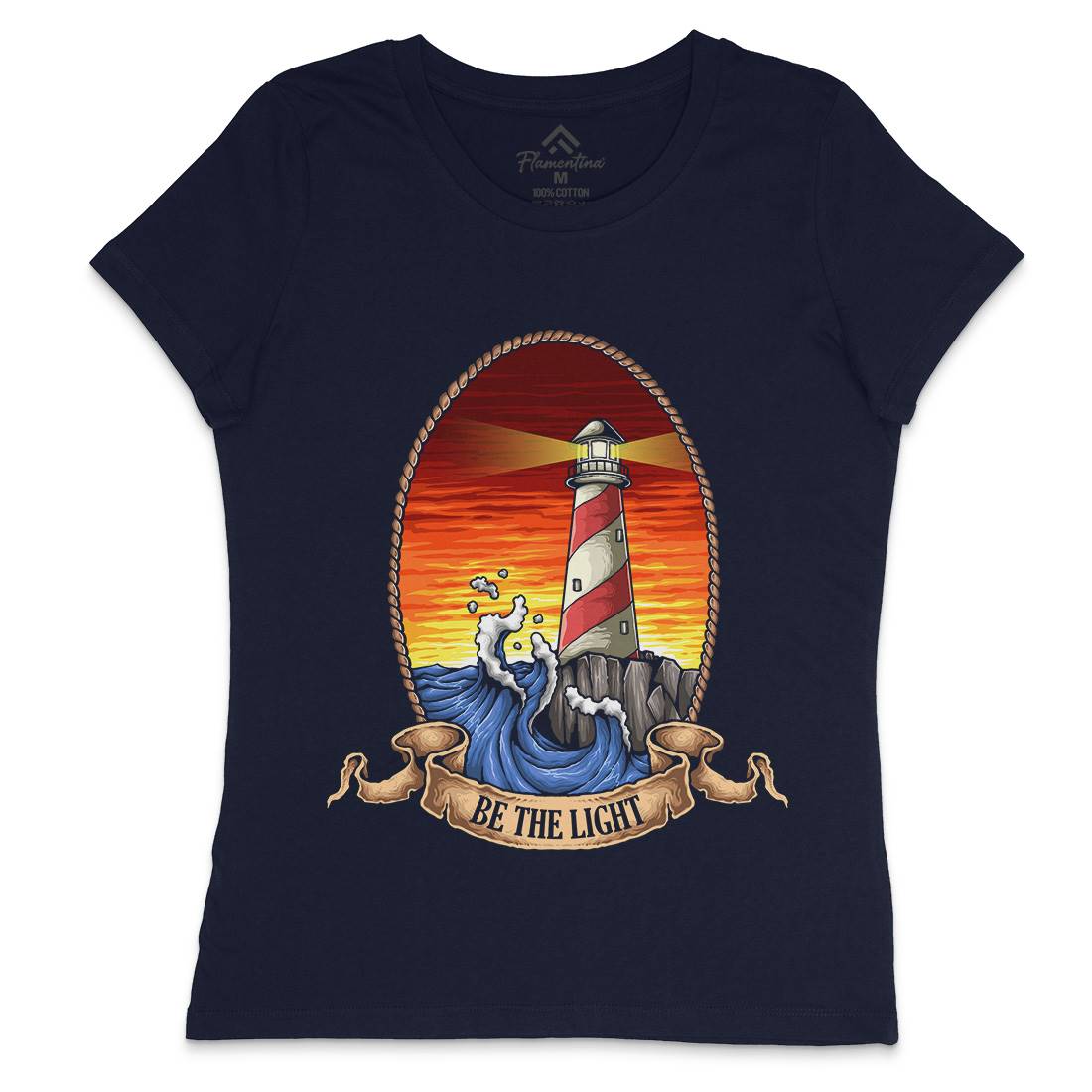 Lighthouse Womens Crew Neck T-Shirt Navy A433