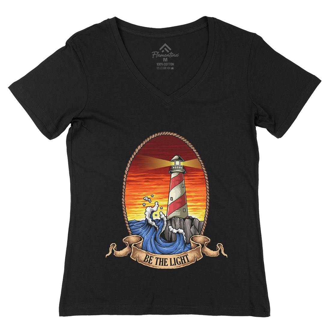 Lighthouse Womens Organic V-Neck T-Shirt Navy A433