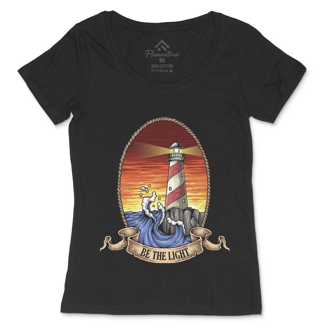 Lighthouse Womens Scoop Neck T-Shirt Navy A433