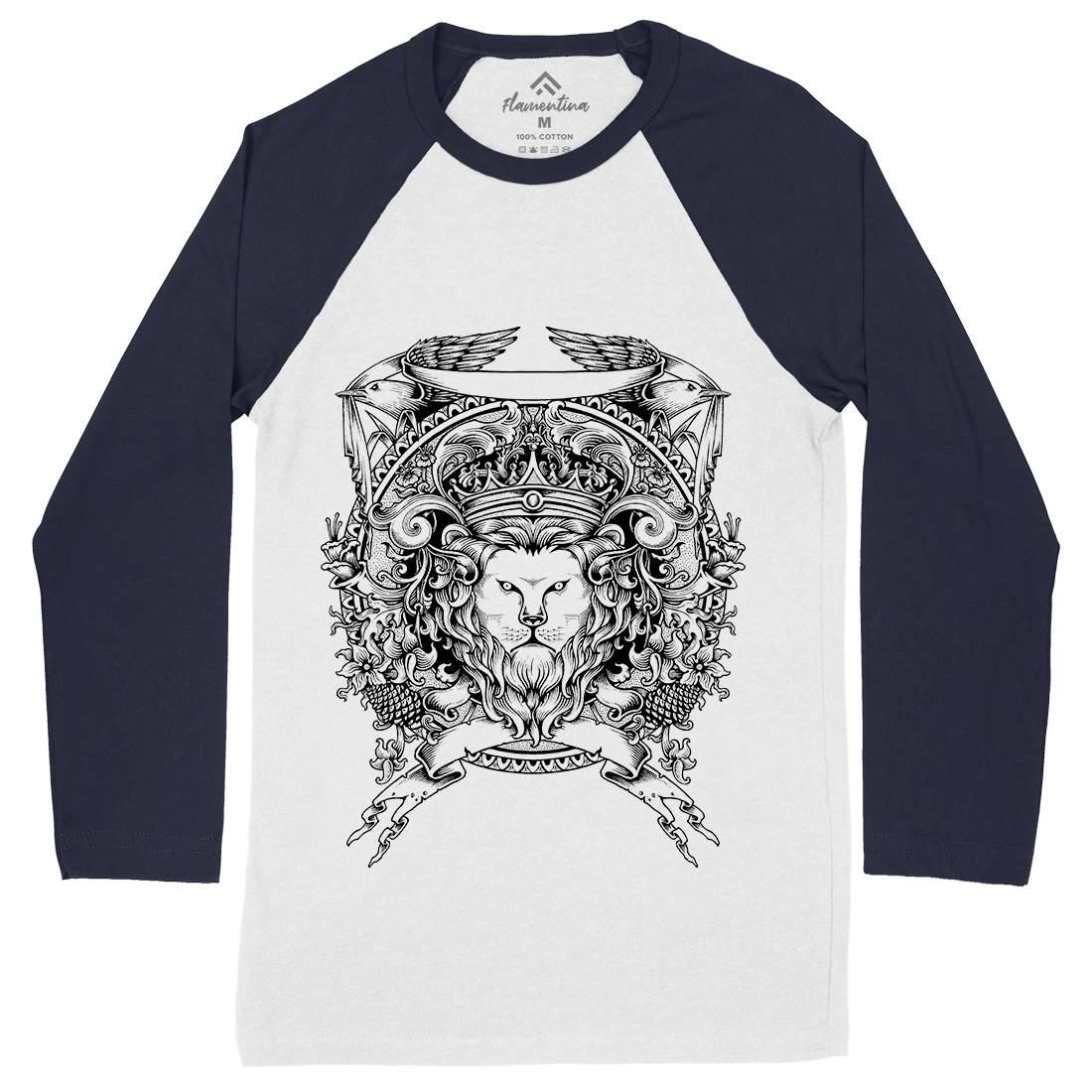 Lion Crest Mens Long Sleeve Baseball T-Shirt Warriors A434