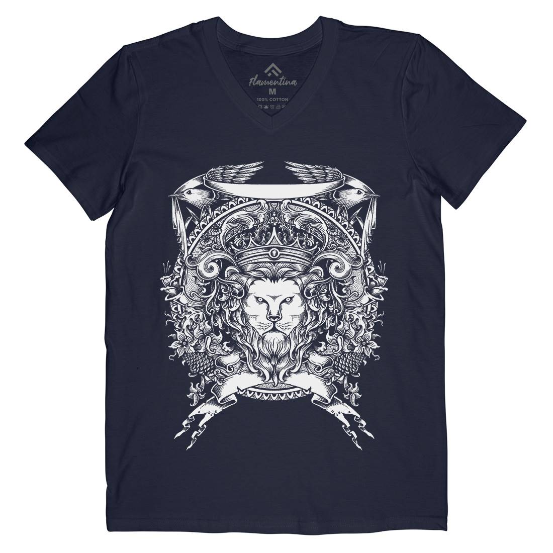 Lion Crest Mens Organic V-Neck T-Shirt Warriors A434