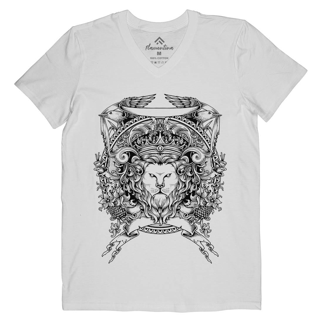 Lion Crest Mens Organic V-Neck T-Shirt Warriors A434