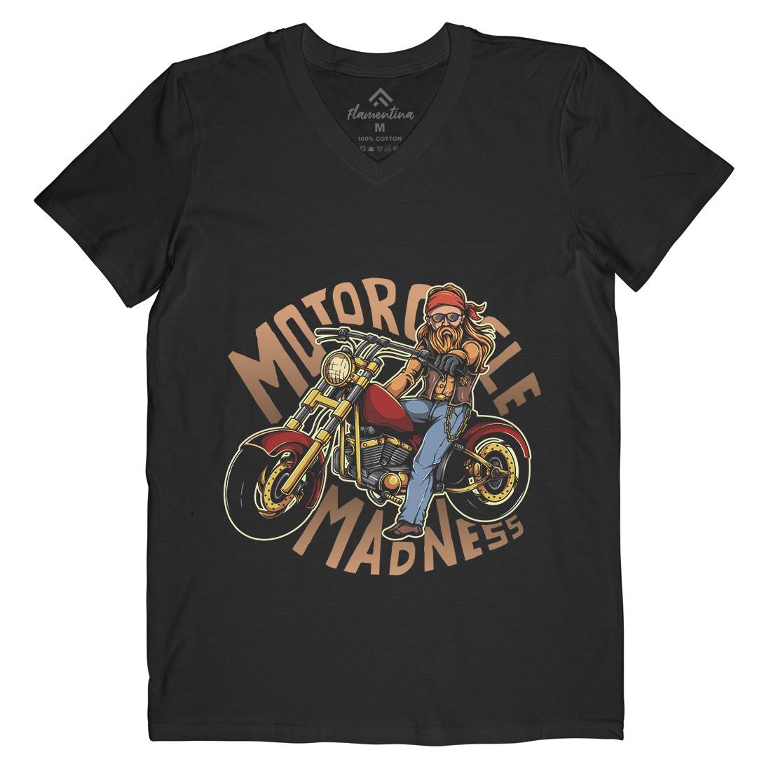 Madness Mens Organic V-Neck T-Shirt Motorcycles A438