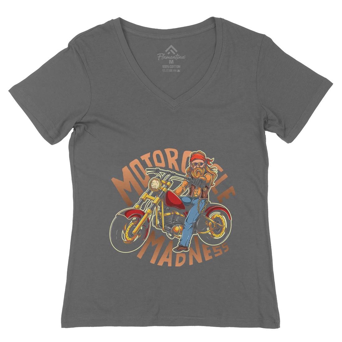 Madness Womens Organic V-Neck T-Shirt Motorcycles A438