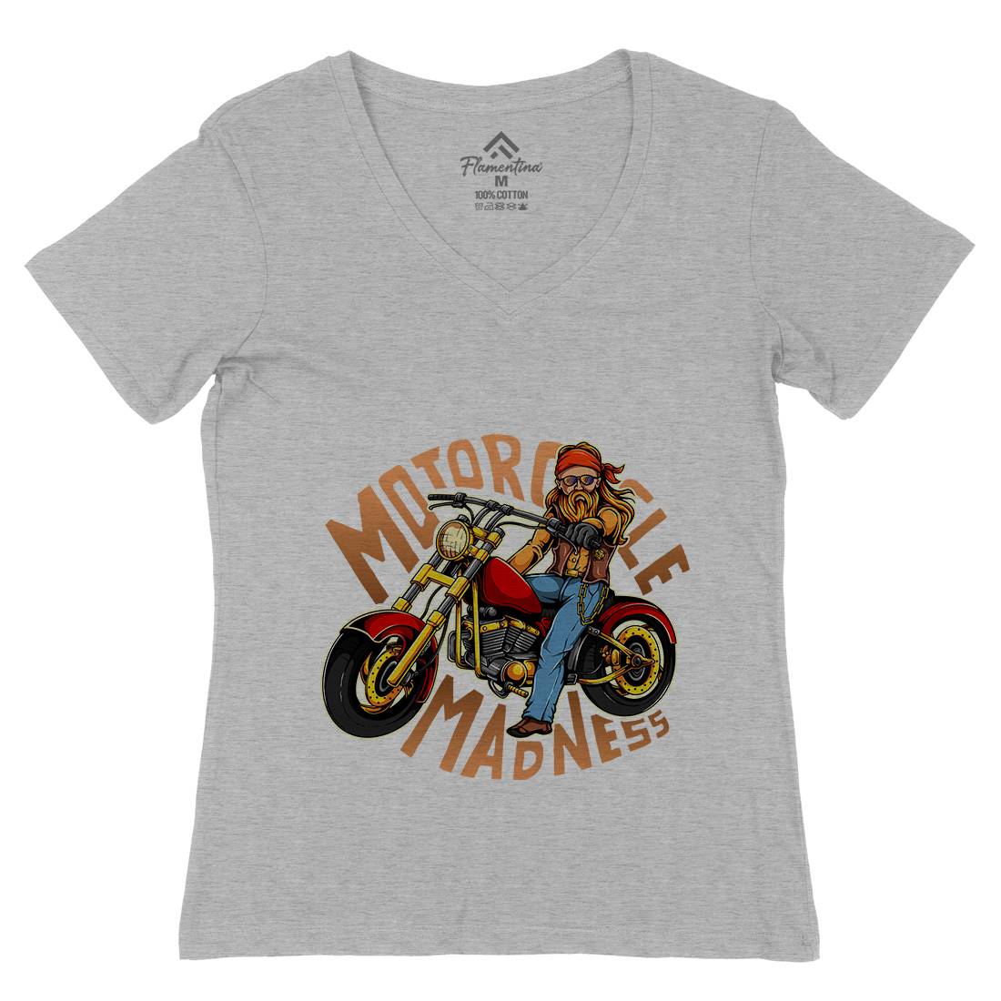 Madness Womens Organic V-Neck T-Shirt Motorcycles A438