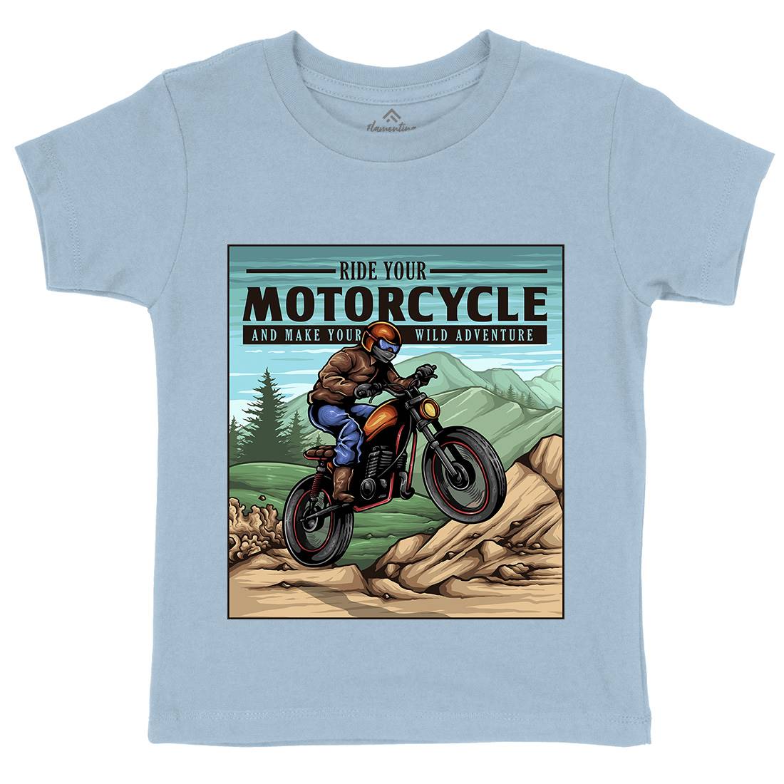 Mountain Ride Kids Organic Crew Neck T-Shirt Motorcycles A439