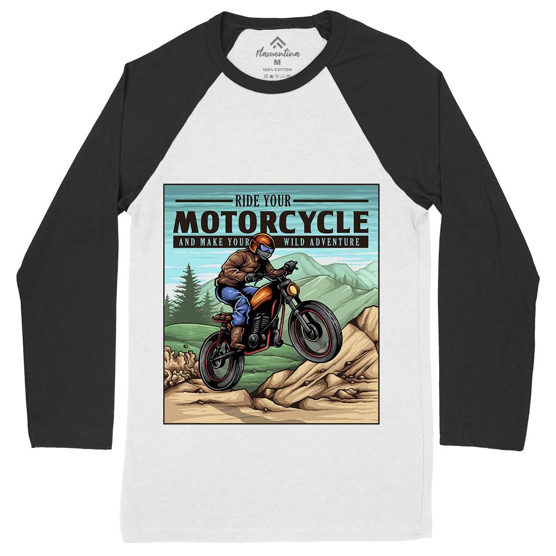 Mountain Ride Mens Long Sleeve Baseball T-Shirt Motorcycles A439