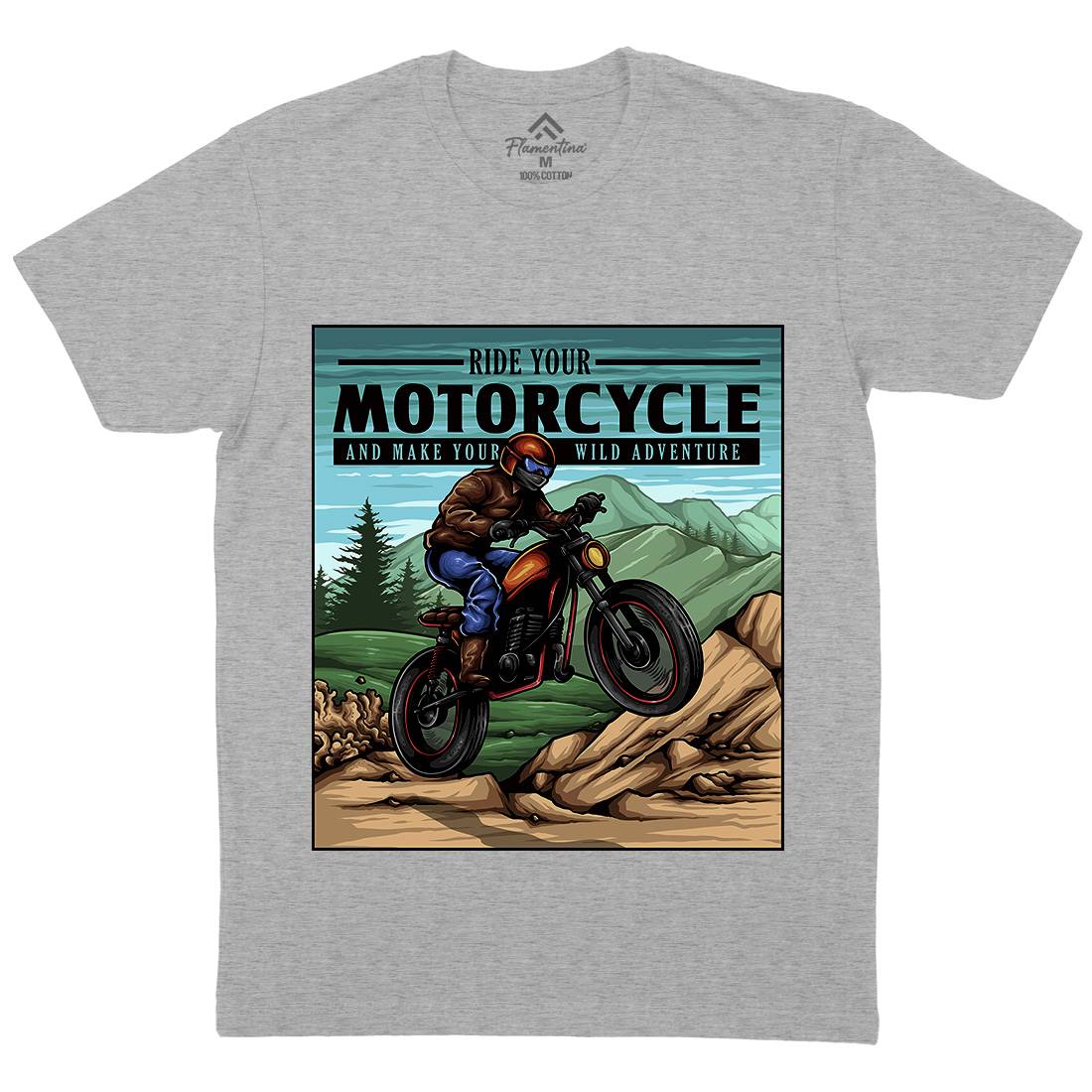 Mountain Ride Mens Organic Crew Neck T-Shirt Motorcycles A439