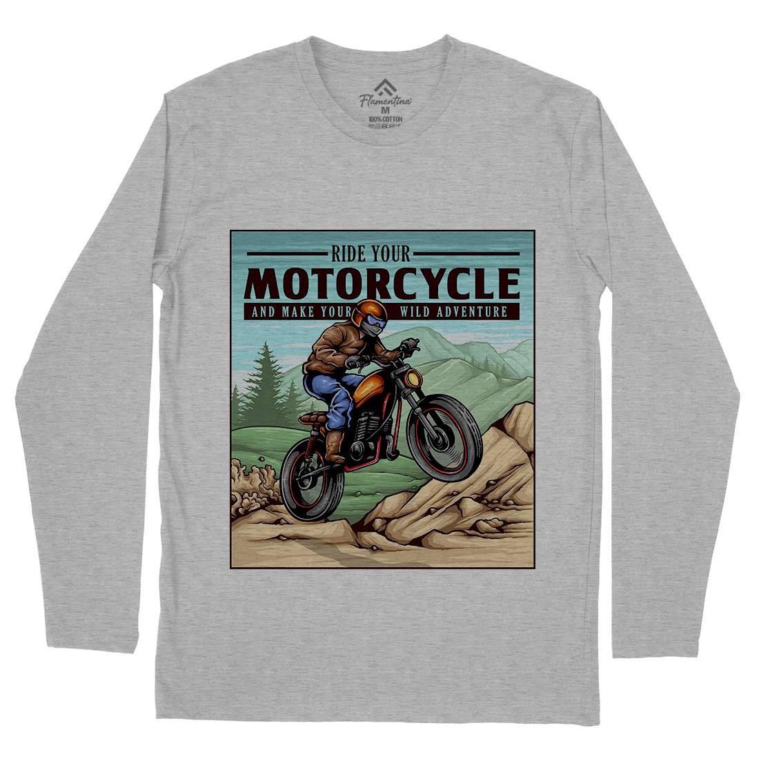 Mountain Ride Mens Long Sleeve T-Shirt Motorcycles A439