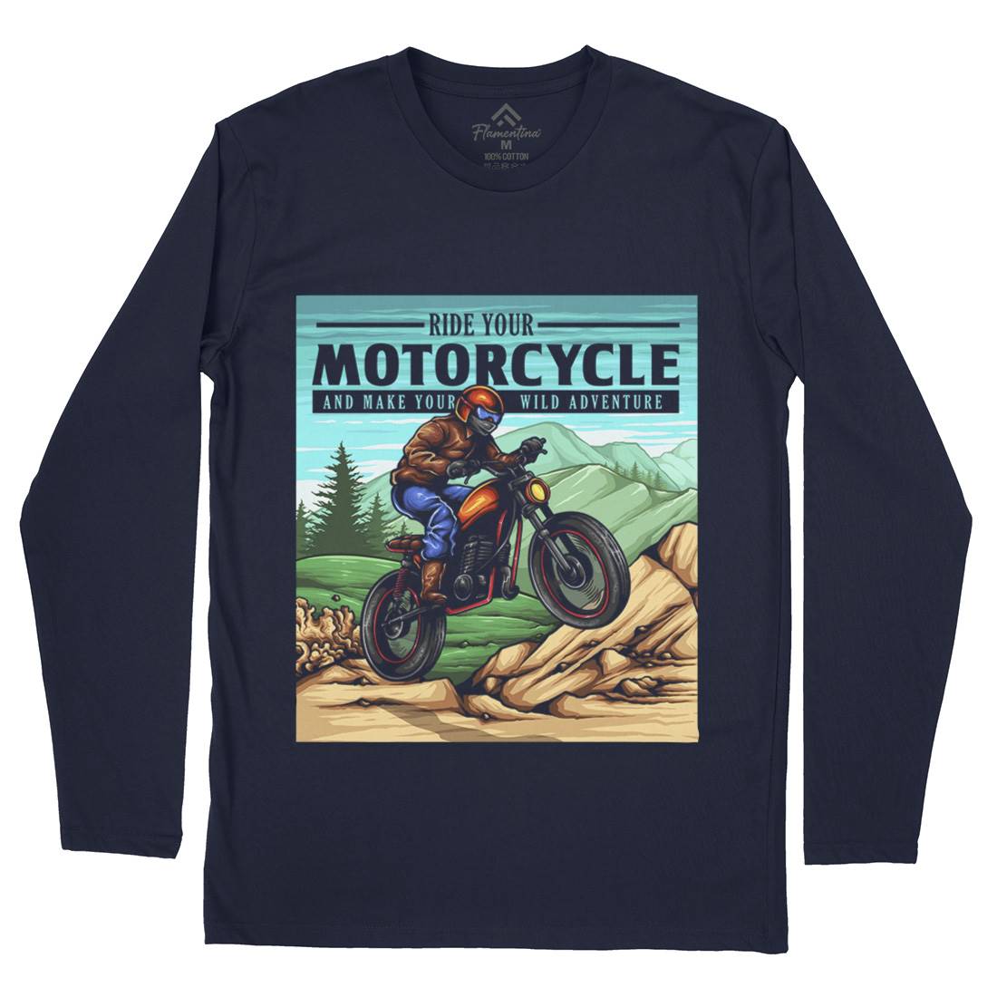 Mountain Ride Mens Long Sleeve T-Shirt Motorcycles A439