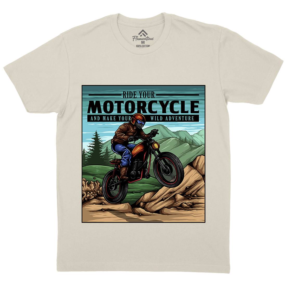 Mountain Ride Mens Organic Crew Neck T-Shirt Motorcycles A439