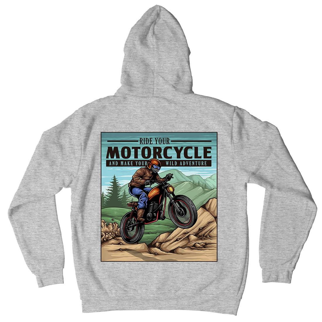 Mountain Ride Mens Hoodie With Pocket Motorcycles A439