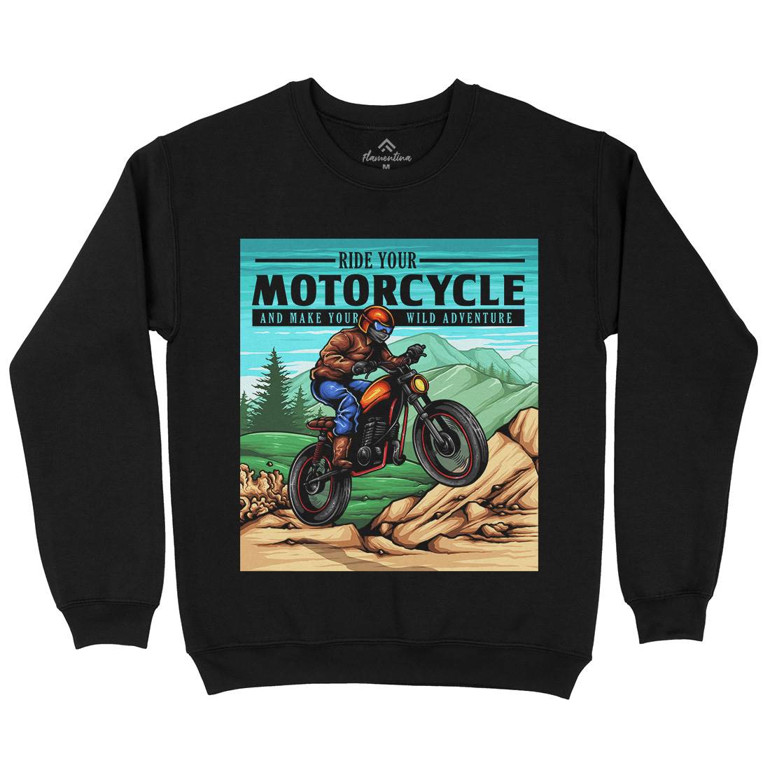 Mountain Ride Mens Crew Neck Sweatshirt Motorcycles A439