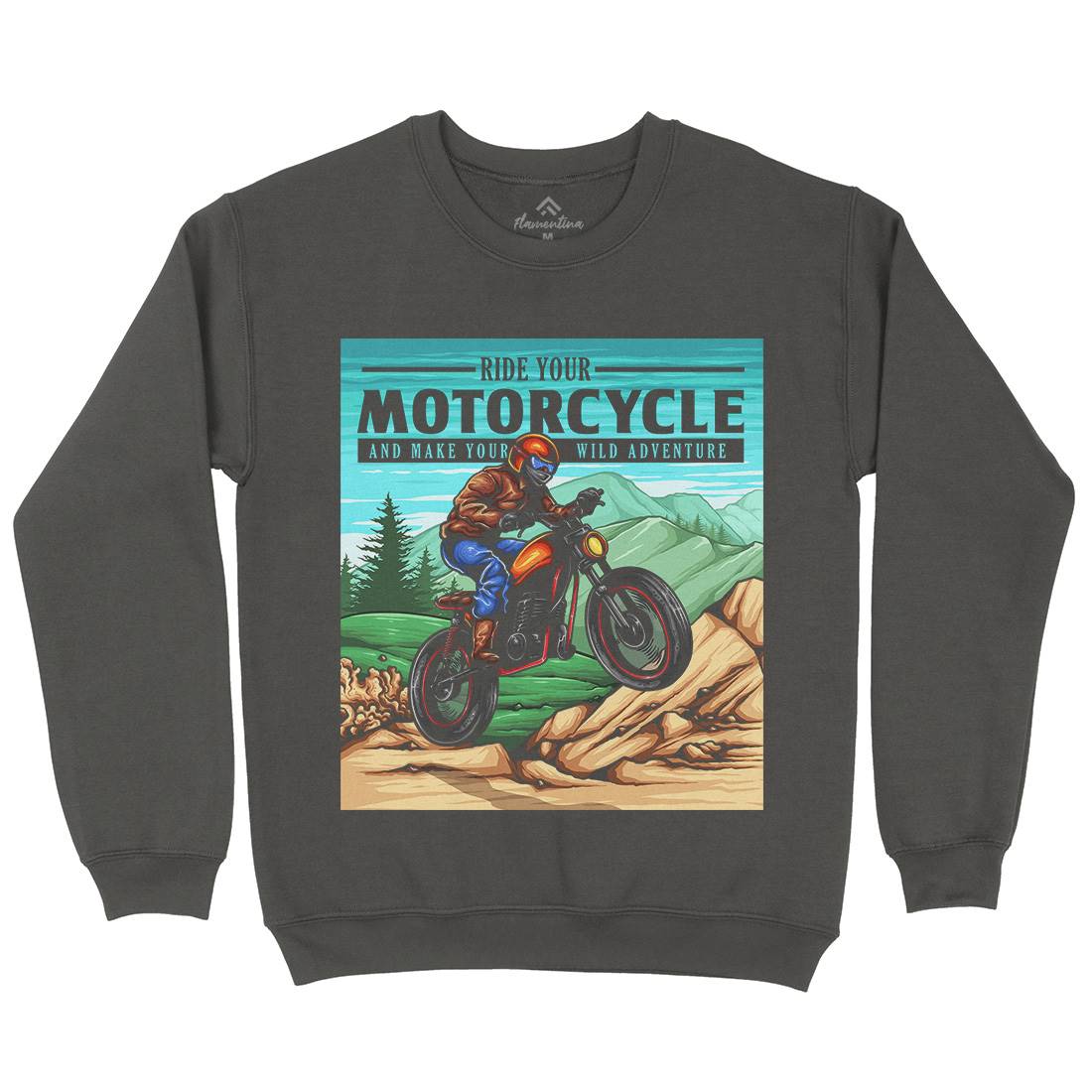 Mountain Ride Mens Crew Neck Sweatshirt Motorcycles A439