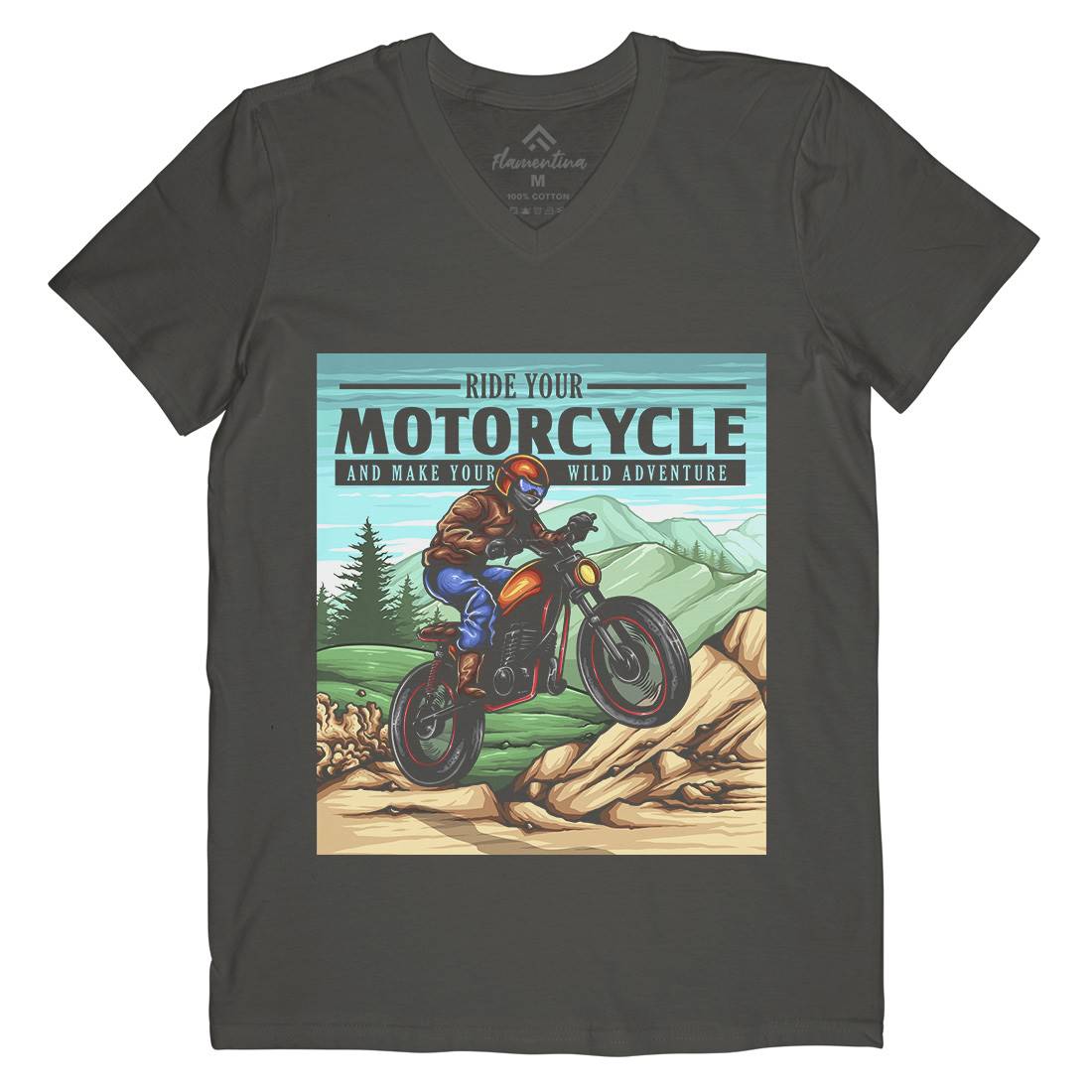 Mountain Ride Mens V-Neck T-Shirt Motorcycles A439