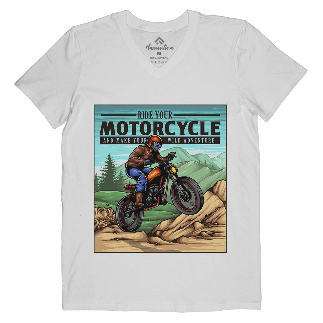 Mountain Ride Mens V-Neck T-Shirt Motorcycles A439