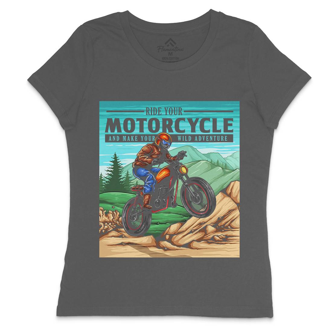 Mountain Ride Womens Crew Neck T-Shirt Motorcycles A439