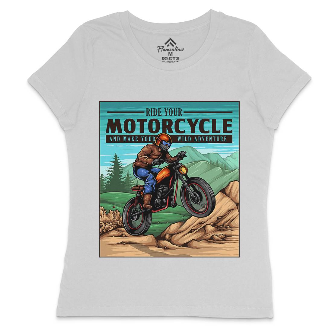 Mountain Ride Womens Crew Neck T-Shirt Motorcycles A439