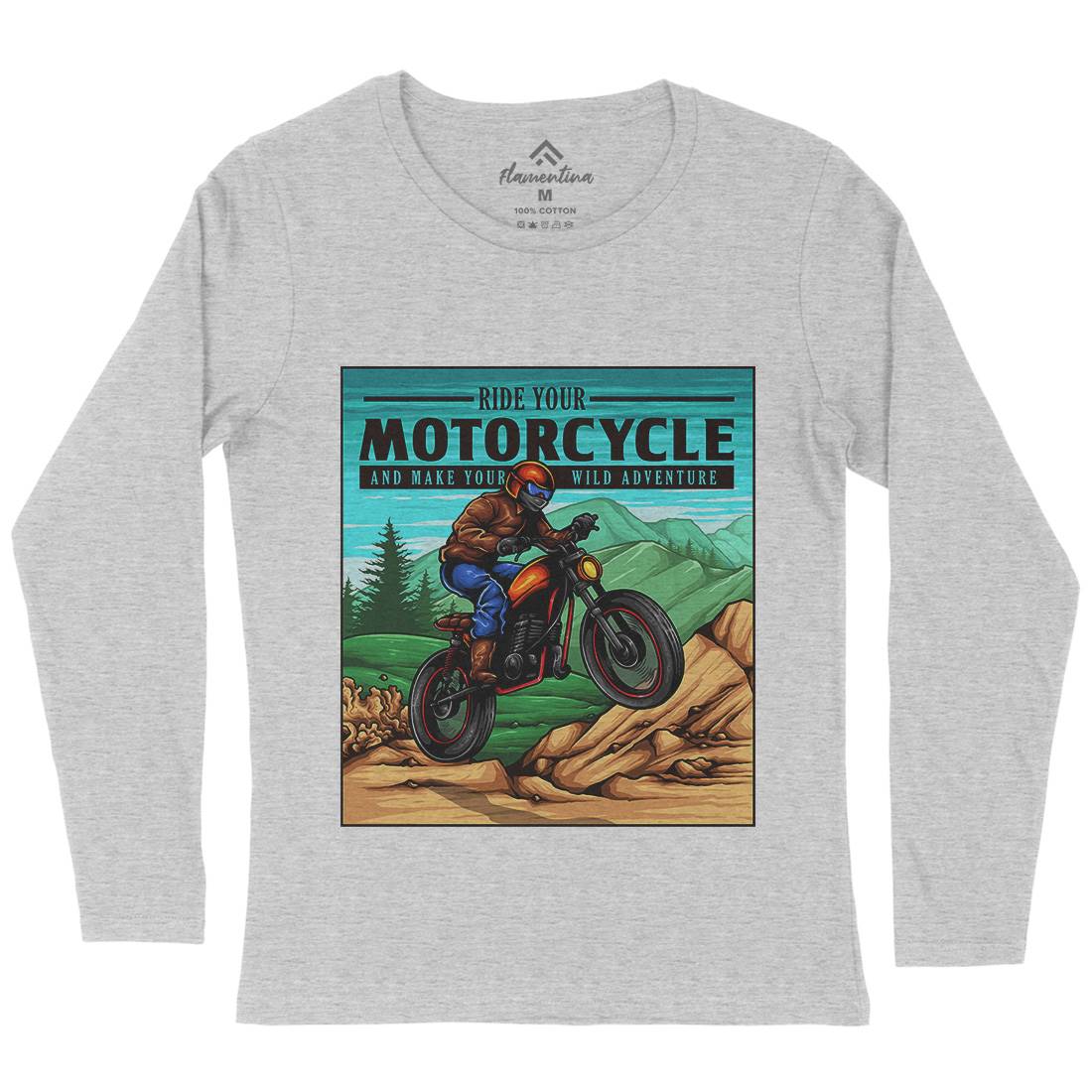Mountain Ride Womens Long Sleeve T-Shirt Motorcycles A439