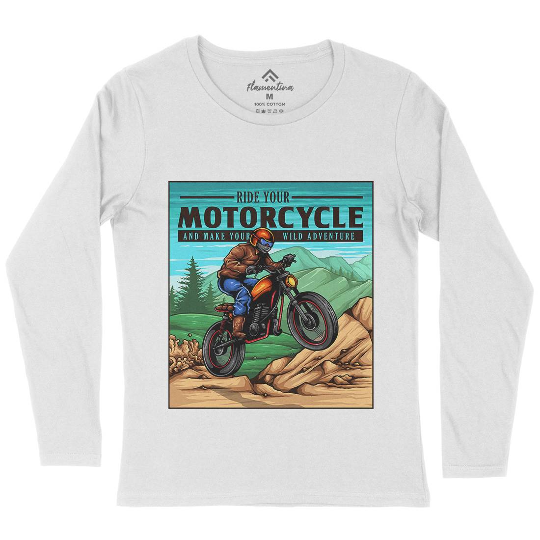 Mountain Ride Womens Long Sleeve T-Shirt Motorcycles A439