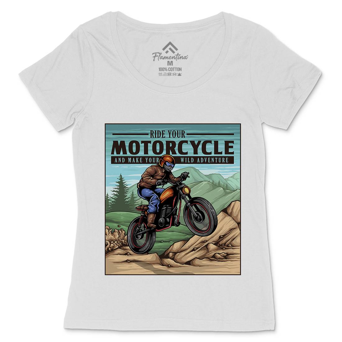 Mountain Ride Womens Scoop Neck T-Shirt Motorcycles A439