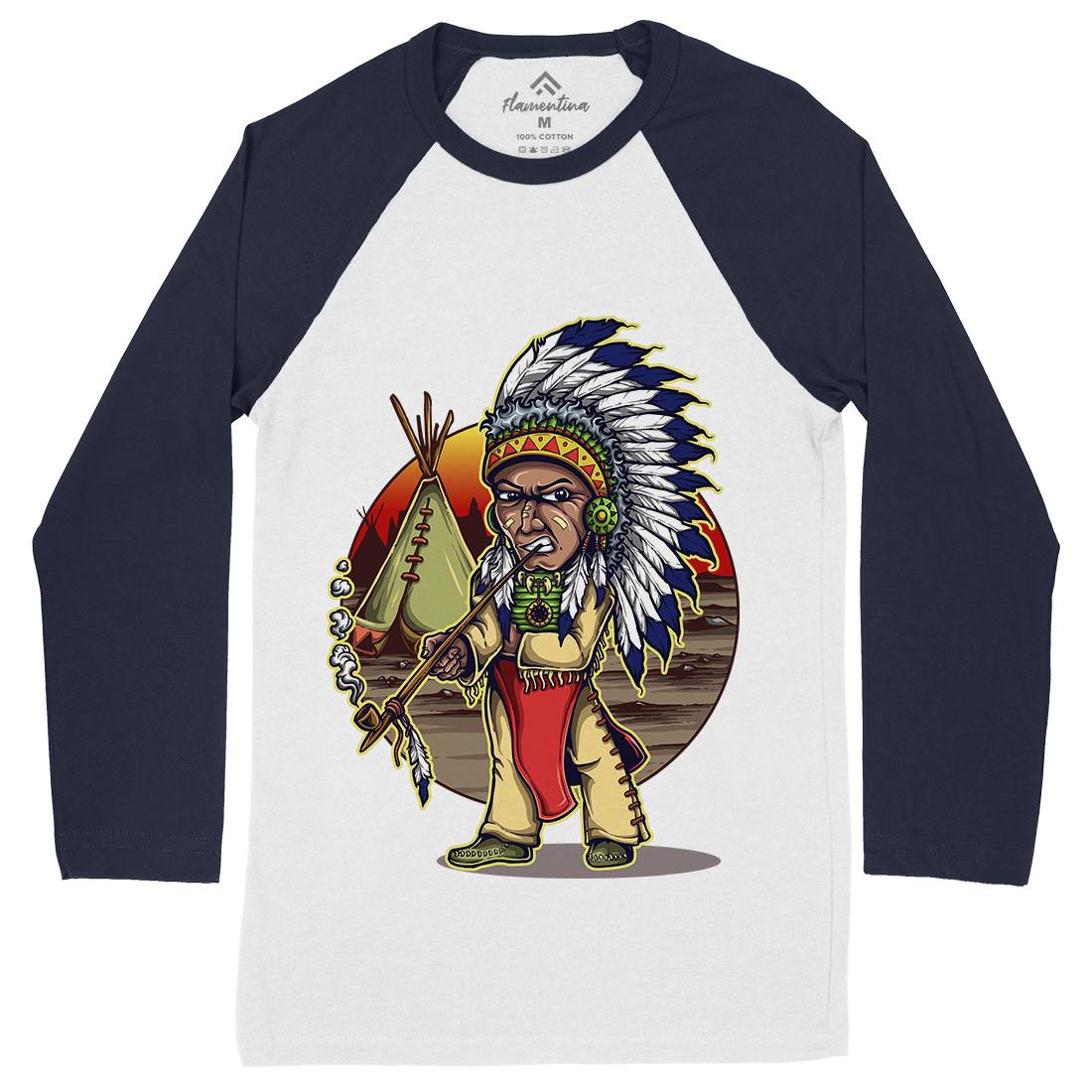 Native Chieftain Mens Long Sleeve Baseball T-Shirt Motorcycles A442
