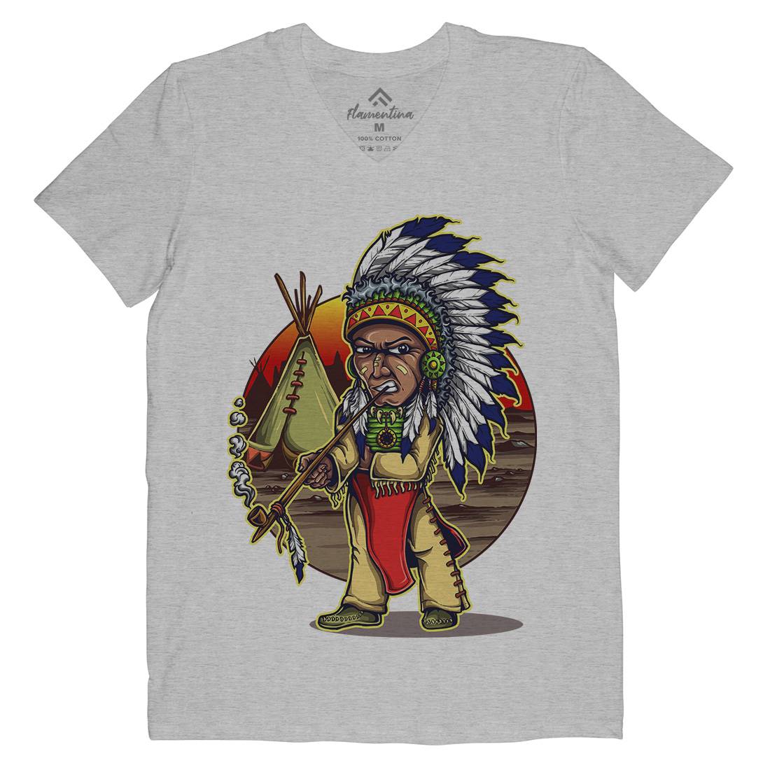 Native Chieftain Mens V-Neck T-Shirt Motorcycles A442