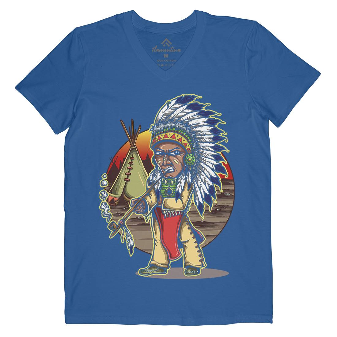 Native Chieftain Mens V-Neck T-Shirt Motorcycles A442