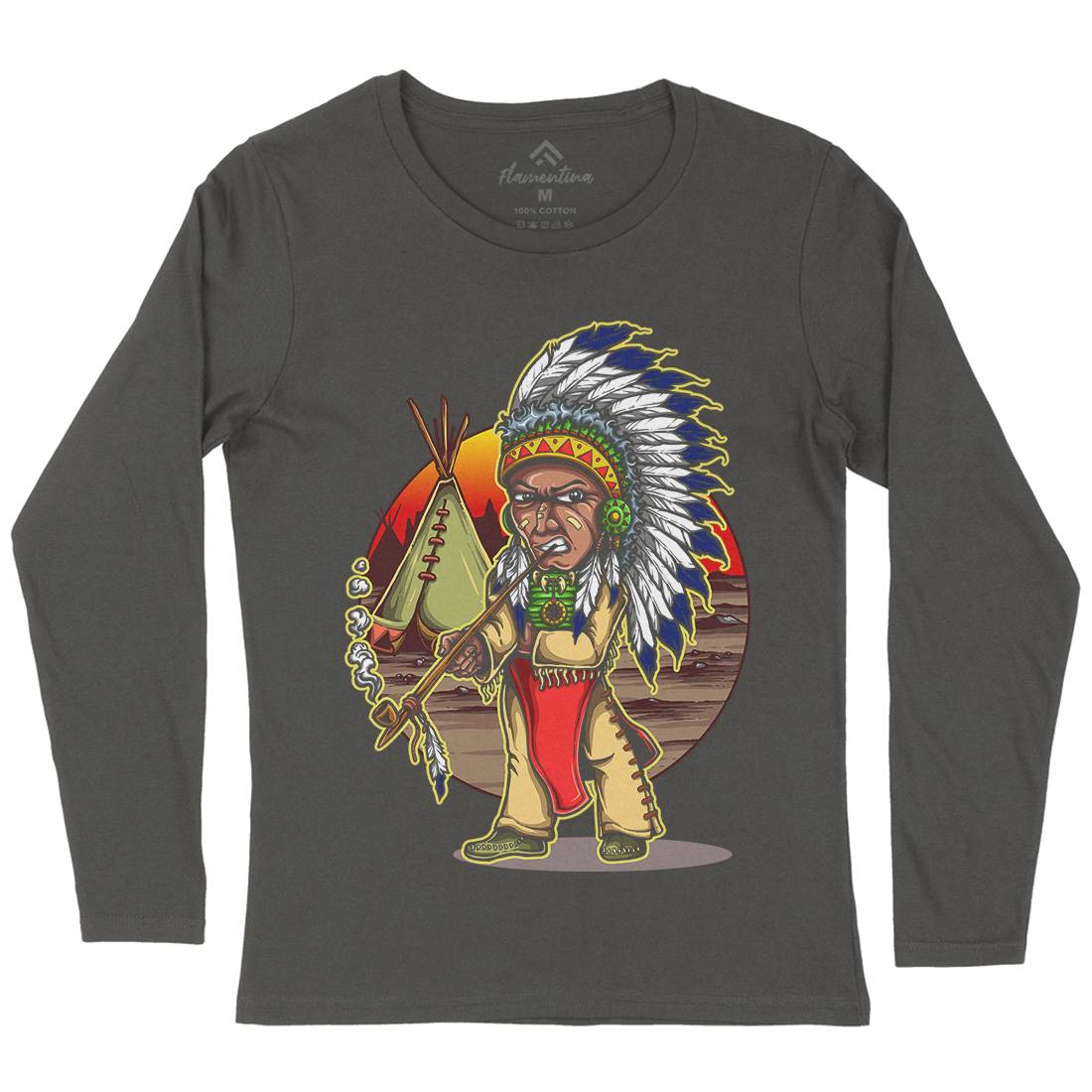 Native Chieftain Womens Long Sleeve T-Shirt Motorcycles A442
