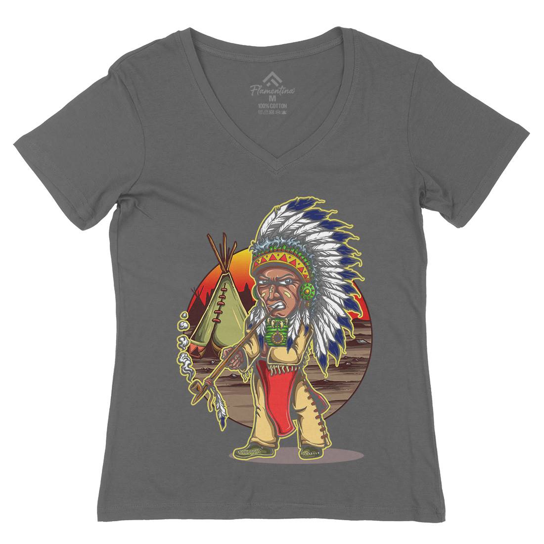 Native Chieftain Womens Organic V-Neck T-Shirt Motorcycles A442