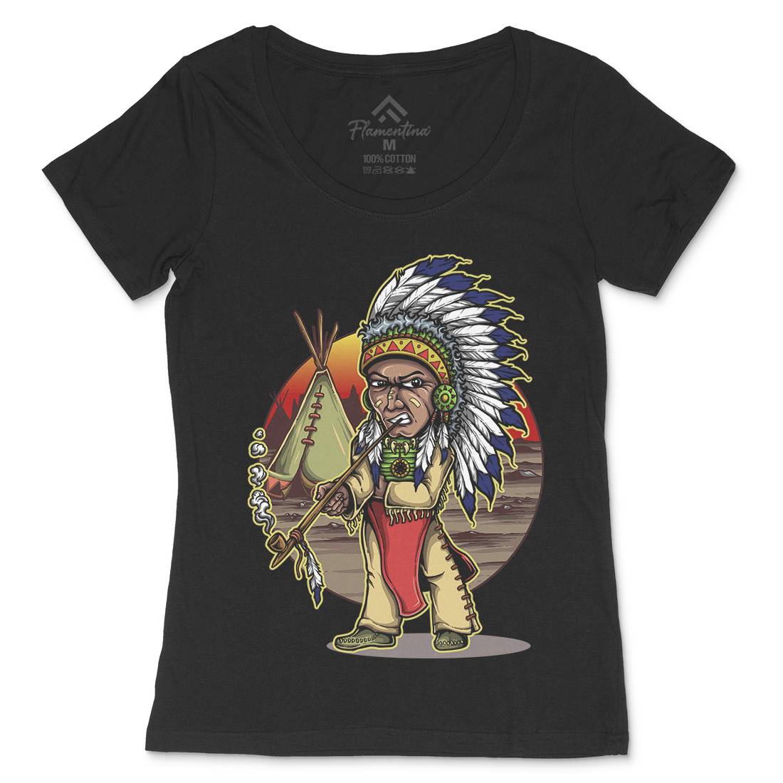 Native Chieftain Womens Scoop Neck T-Shirt Motorcycles A442