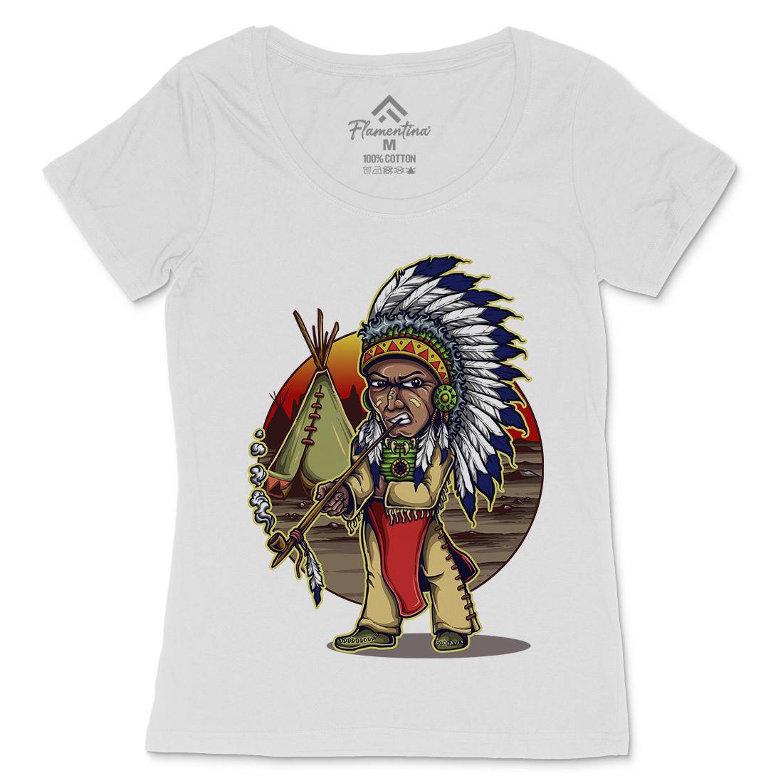 Native Chieftain Womens Scoop Neck T-Shirt Motorcycles A442