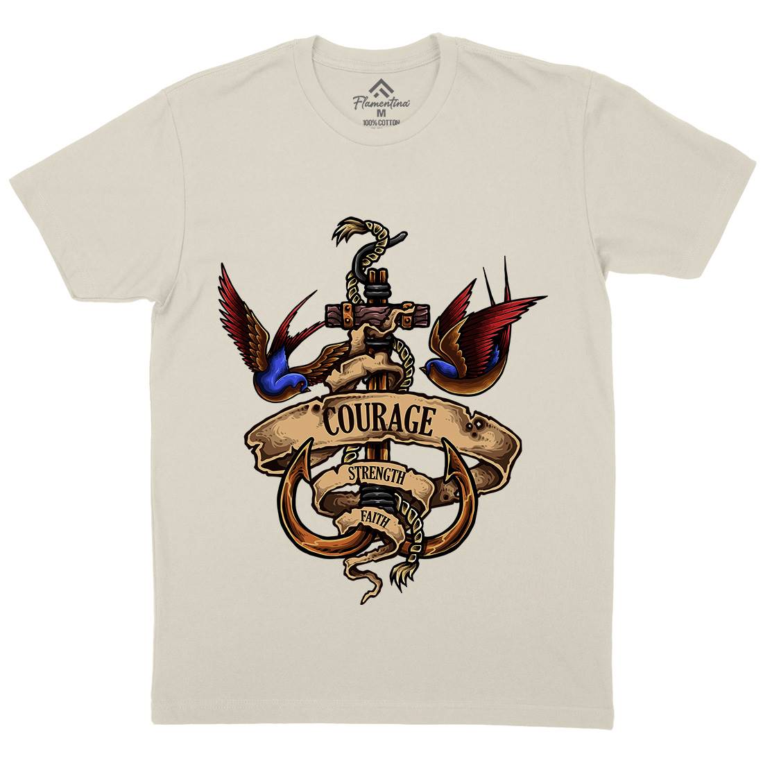 Nautical Spirit Mens Organic Crew Neck T-Shirt Navy A443