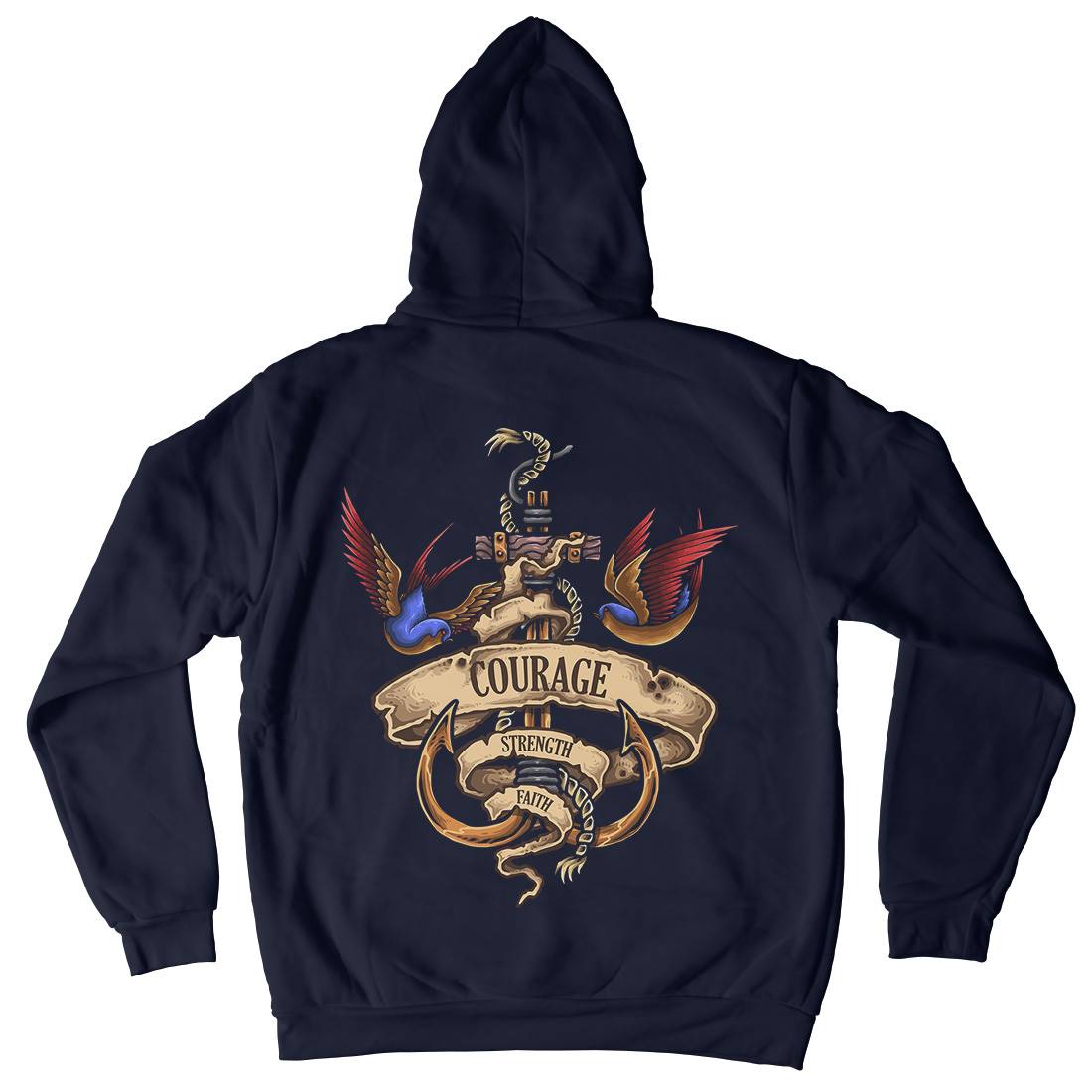 Nautical Spirit Mens Hoodie With Pocket Navy A443