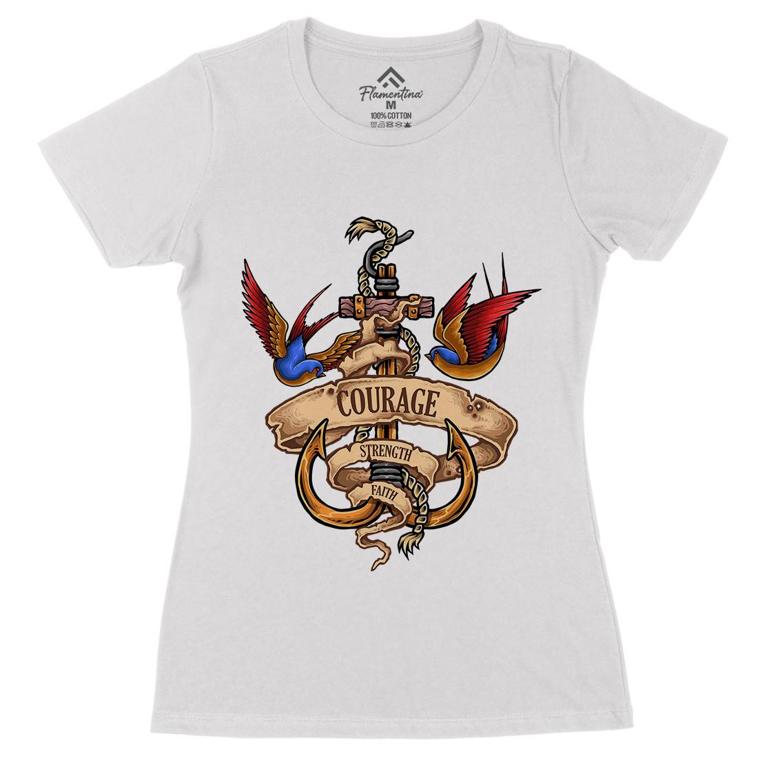 Nautical Spirit Womens Organic Crew Neck T-Shirt Navy A443