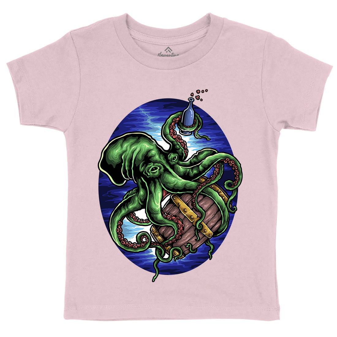 Octopus Kids Organic Crew Neck T-Shirt Navy A444