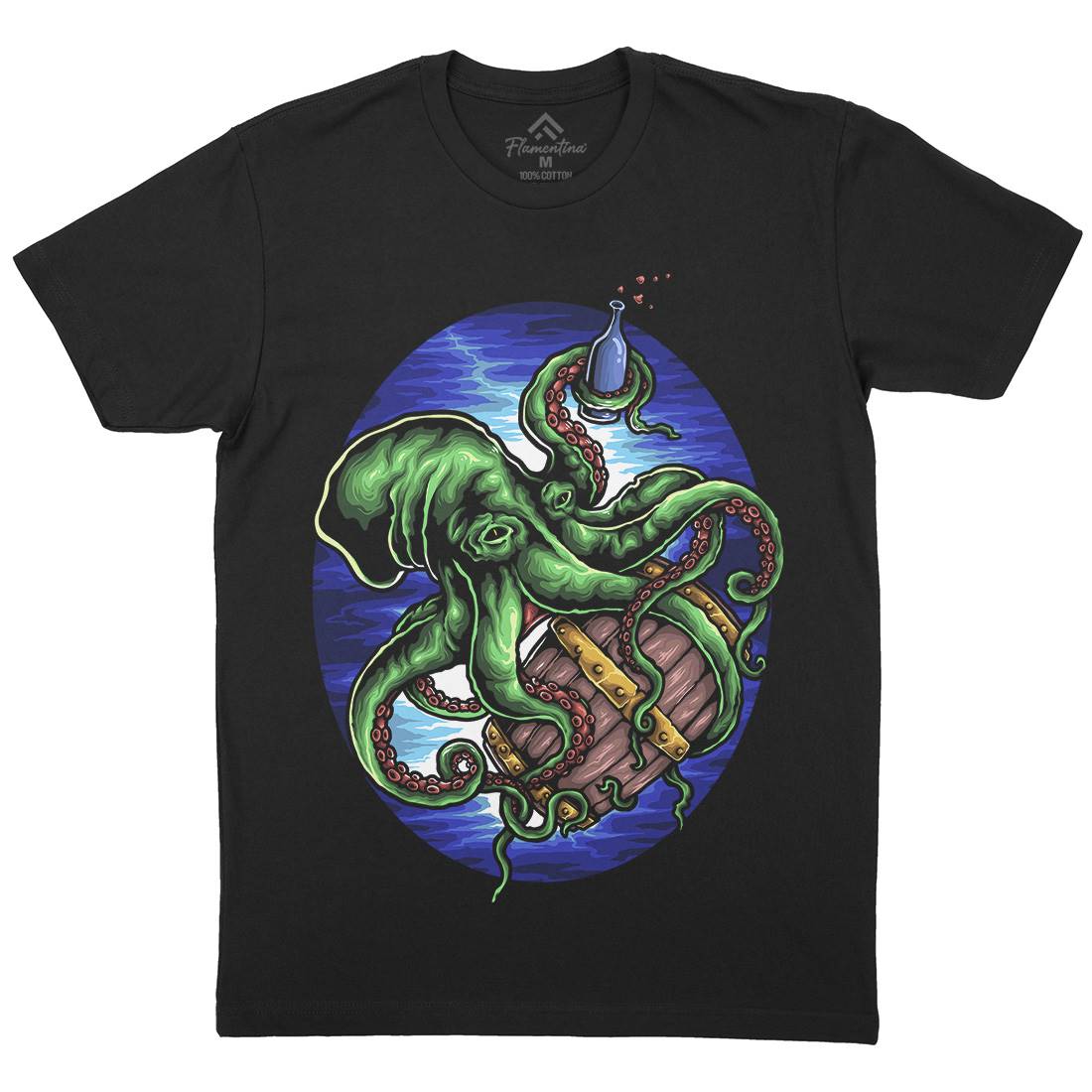 Octopus Mens Crew Neck T-Shirt Navy A444