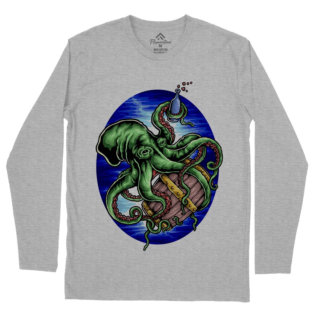 Octopus Mens Long Sleeve T-Shirt Navy A444