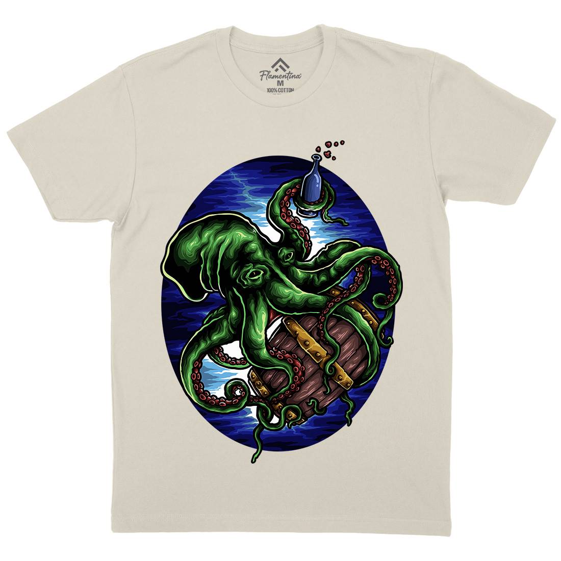 Octopus Mens Organic Crew Neck T-Shirt Navy A444