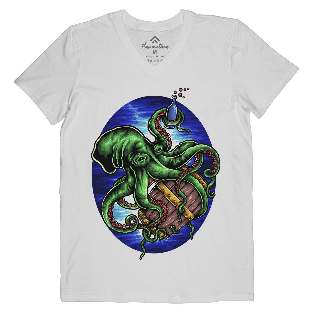 Octopus Mens V-Neck T-Shirt Navy A444