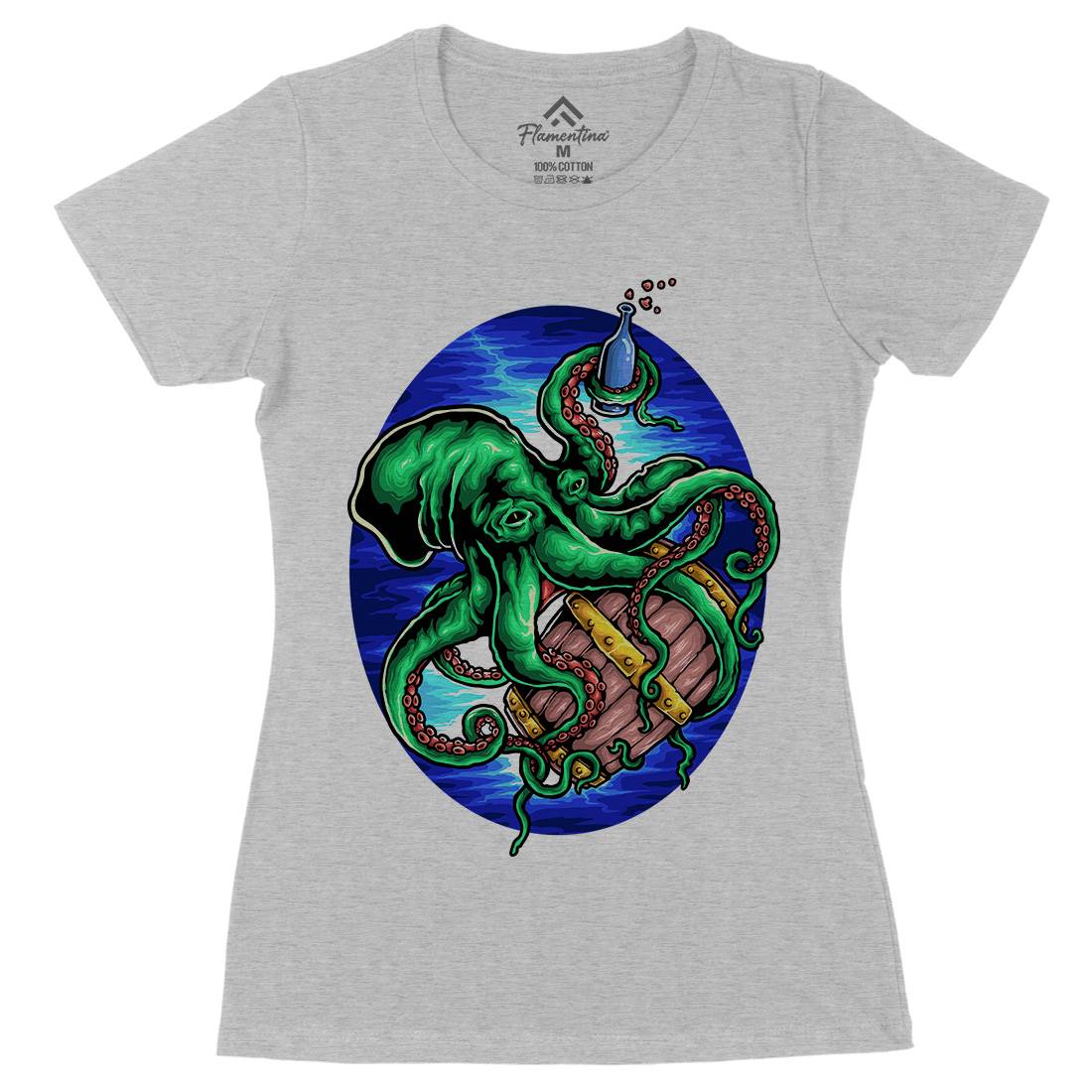 Octopus Womens Organic Crew Neck T-Shirt Navy A444