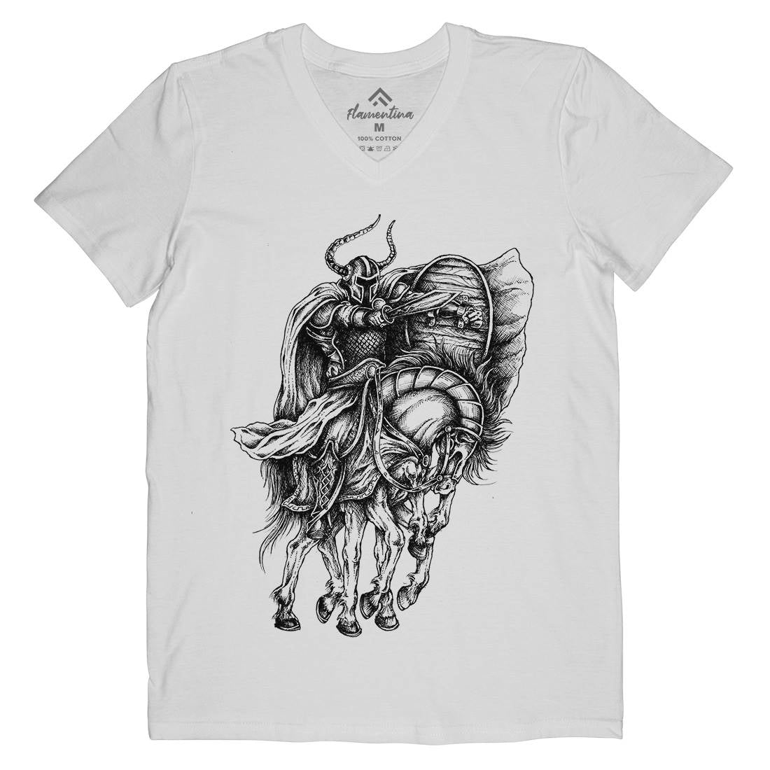 Odin Mens Organic V-Neck T-Shirt Warriors A445
