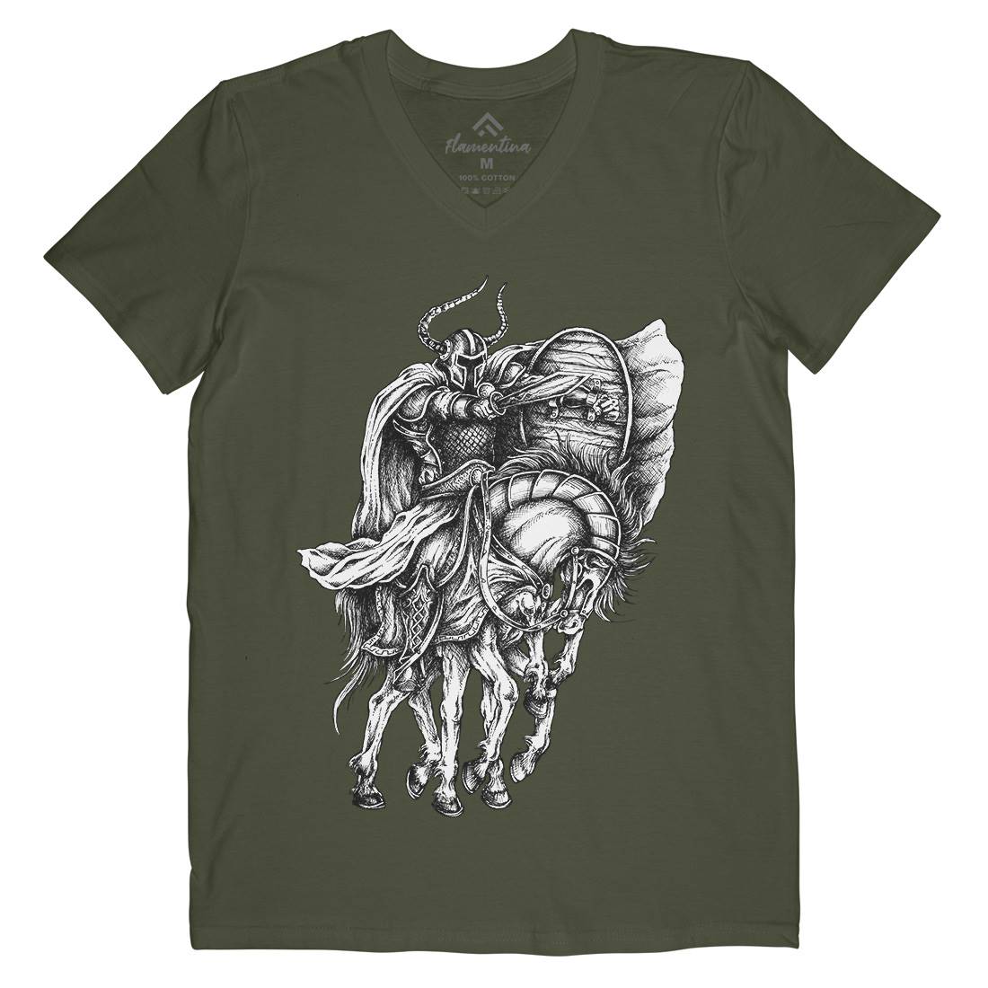 Odin Mens Organic V-Neck T-Shirt Warriors A445