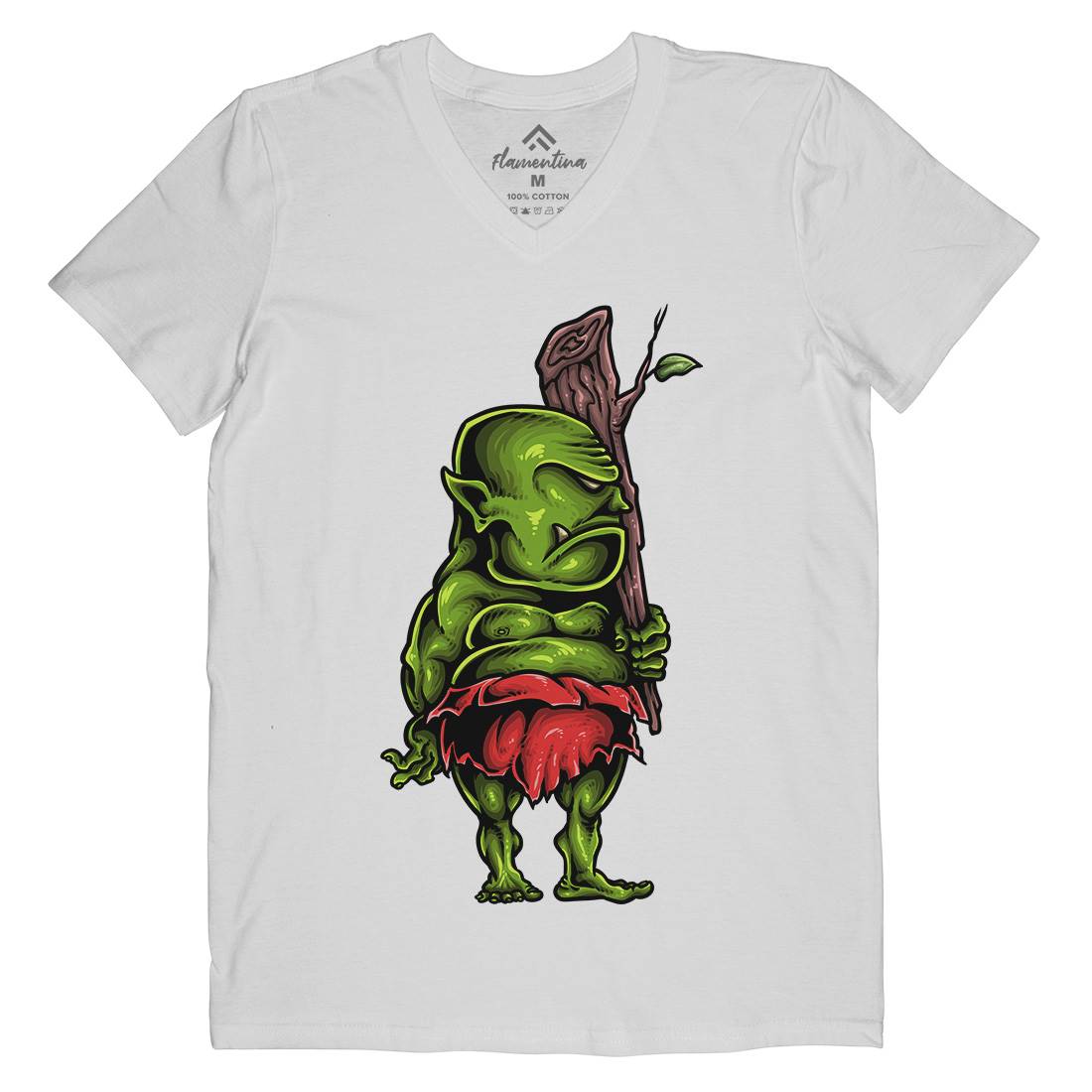 Ogre Mens Organic V-Neck T-Shirt Animals A447